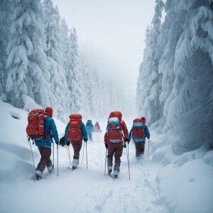 Nine Russian skiers go on a long trip into the Russian snow area...