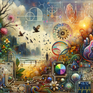 The golden ratio, Minimalist art Circuit, boards, circuitry, diagrams Cellular structures, DNA, circuit boards, colorful wires,  asian and Egyptian  graffiti, lie detector graphs, cardio, printout , branches infinity sign, cave, Art, handprints, distant birds flying, flowering vines, abstract gestural painting, dna, gears