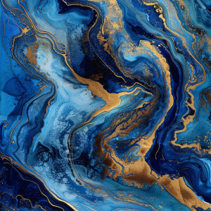 Swirling azure blue and old gold background