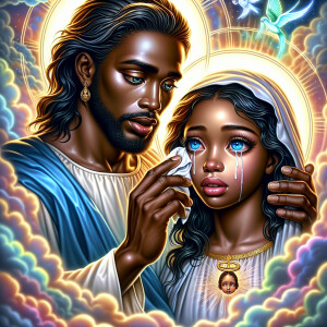 Ensure that the image distinctly represents both Jesus Christ an...