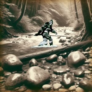 The Patterson Gimili Bigfoot walking across riverbed