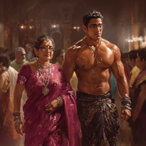 realism,digital painting .a  attractive gujarati mother in law i...