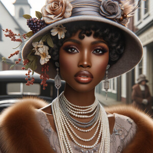 Create an image of an elegant African-American woman with a pois...