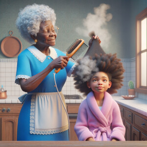 Create a realistic 3-D image of an african-American grandmother...