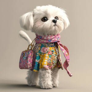 Cute Dogs in a fashion walk dressed in fashionable Clothing 3DCH...