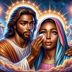 Ensure that the image distinctly represents both Jesus Christ an...