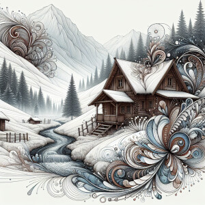 A creation of soft winter nouveau flourishes and misty fractals...