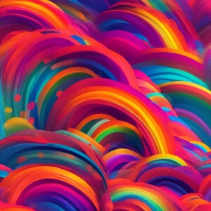 Illustrate a cheerful rainbow with vibrant colors