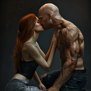 A photorealistic high resolution image. Light ginger haired fema...