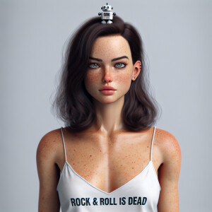 Photorealistic image of beautiful 24-year-old freckled brunette...