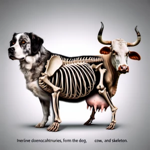 a fantastic surreal hybrid of a skeleton-dog-cow please