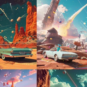 /imagine prompt: cinematic retro-futuristic drive-in theater on...