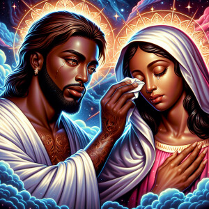 Ensure that the image distinctly represents both Jesus Christ an...