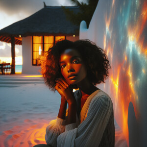 3-D image of a beautiful LIGHT SKIN, African-American woman she...