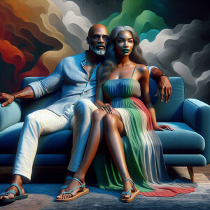 3-D image of a good looking African-American couple in their 50s...