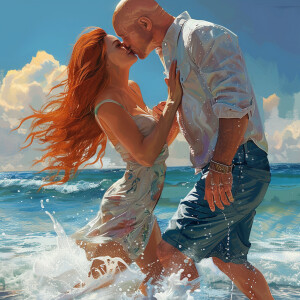 A photorealistic high resolution image. Light ginger haired fema...