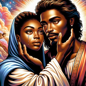 Ensure that the image distinctly represents both Jesus Christ an...