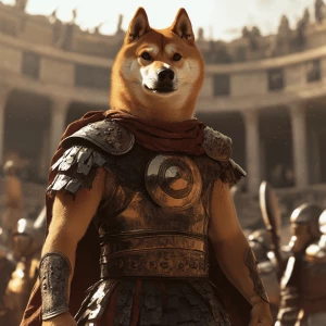 meme doge in gladiator role