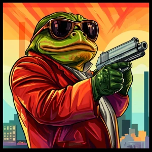 MEME PEPE in GTA art style — — in the style of a Grand Theft Au...
