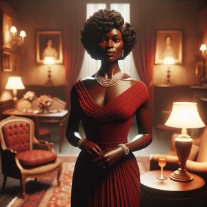 woman in red dress, classy and elegant