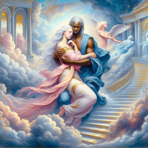 An oil painting depicting a light-skinned African-American Jesus...