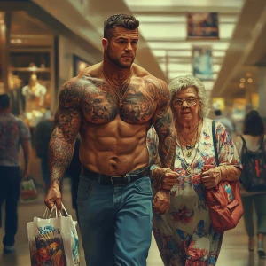 Photorealism,fantasy,a man beefy muscular criminal tattoed walki...