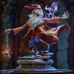 Photorealistic image, the crazy hag from the sword in the stone