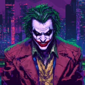 Create an ANSI art representation of the character Joker