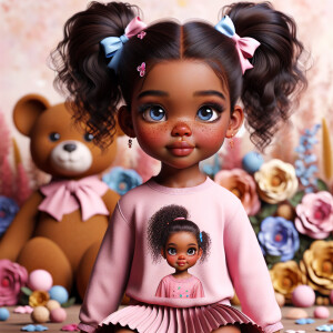 Refine the 3D realistic image of a four-year-old African-America...