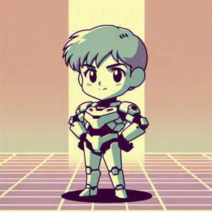 1990s anime screencap, girl a plugsuit, standing with hands on h...