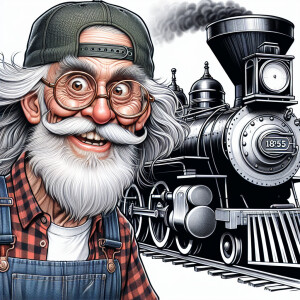 Funny and crazy caricature of a 95 year old American grandpa, ch...