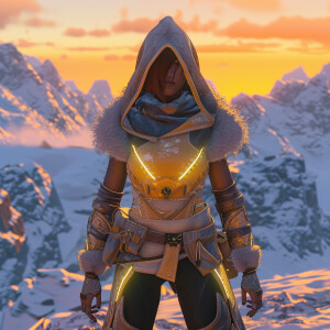 Majestic Mountain Range at Sunrise:
Character: Lyra, the Mountai...