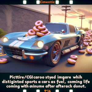Imagine a Porsche 911 gleefully devouring sugary donuts, revving...
