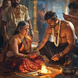 Digital art HD 1:1, a crowded gujarati home livingroom,where A s...