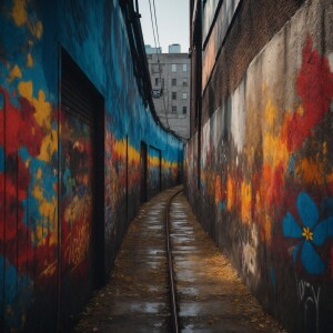 Imagine a vibrant mural sprawling across a city wall, depicting...