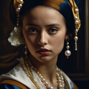 Girl with pearl earing by Johannes vermeer, looking to the front