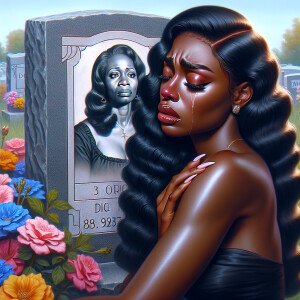 A beautiful light-skinned African-American woman with long wavy...