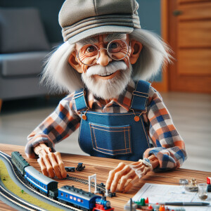 Funny and crazy caricature of a 95 year old American grandpa, ch...