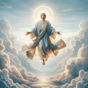 Create a image of Jesus Christ, coming in the clouds