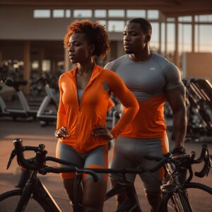 Create me an image of an African-American fitness couple that co...