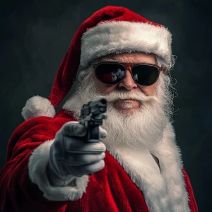 Santa Claus in sunglasses as the godfather of the mafia