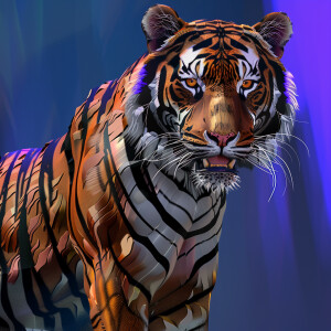 Design a tiger where its form is constructed with intricate mand...