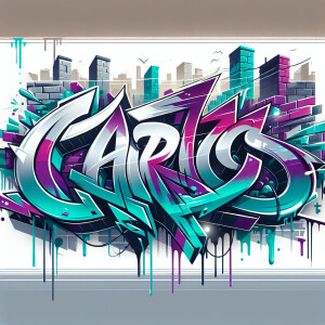 Create an image of the name "Carlos" rendered in a dynamic and c...