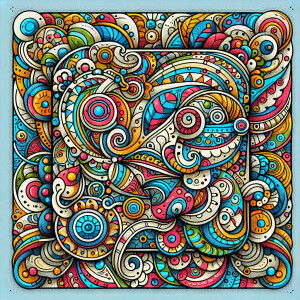 colored doodle design with a frame