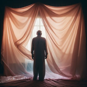 "Capture the silhouette of my father through a translucent satin...