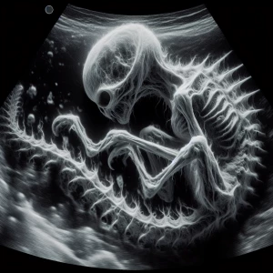 Sonogram image of an unidentified creature with distinct anatomi...