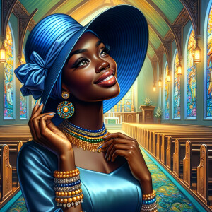A spiritually enriching illustration portrays an African America...