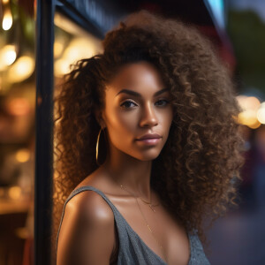 3-D image of a beautiful LIGHT SKIN, African-American woman she...