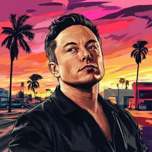 Elon Musk in GTA art style, , in the style of a Grand Theft Aut...