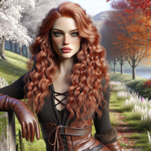 Create a photorealistic image featuring a beautiful woman with l...